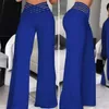 Pantaloni da donna Pantaloni eleganti da donna a gamba larga per elegante donna da ufficio con vita alta a forma di croce cava Gamba larga