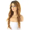 Wigs Synthetic Wigs For Black Women Long Wavy Side Part Hair Wig With Bangs Ombre Brown Color Natural Soft Cosplay Hairstyle XTRESS