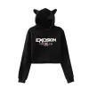 Excision Nexus Tour 2024 Crop Top Hoodie Frauen Y2K Street Hip Hop Kawaii Katze Ohr Harajuku Abgeschnitten Sweatshirt Sudaderas Mujer