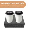 Cups Saucers 2 Pcs Stands 4 Hole Cup Holder Packing Tray Four-hole Takeaway Takeout Trays Man