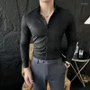 Casual shirts van heren van hoge kwaliteit suède shirt voor mannen Solid Color Long Sleeve Koreaanse mode Slim Fit Business Social Dress 2024