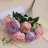 Decorative Flowers Simulation Imperial Princess Roses Bouquet Silk Fake Room Floral Artificial Flower White Blue Rose Cafe Decoration