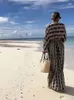 Fashion Vneck Long Sleeve Maxi Dress For Women Sexy Contrast High Waigh Bodycon Robe Summer 2024 Elegant Beachwear Sundresds 240312