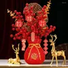 Vases Simulation Red Fortune Fruit Bless Bag Resin Vase Decoration Home Store Cafe Table Ornaments Crafts Wedding Opening Furnishing