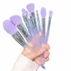 10pcs Purple Makeup Shmes Zestaw z torbą do przechowywania puszystą pędzel z miękką oko