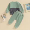 Set di abbigliamento Bambino Neonato Completo autunnale Felpa in colore a contrasto Top con pantaloni elastici in vita Abiti invernali nati per neonati carini