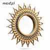 MCDFL Zonspiegel Goud Ronde Decoratieve Muur Zonnestraal Spiegels Woondecoratie Accessoires Vintage Boho Decor Kamer Badornamenten 240322