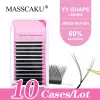 Ögonfransar 10 CASES/LOT MASSCAKU TRIPLE TIPS YY Form Eyelash Extension 0,07 Tjocklek Premade Volymfläkt Lissar 3D Effekt Yy Cilios Beauty