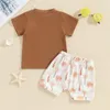 Juegos de ropa para niños pequeños Baby Boys Summer atuendos Tree Tree manga corta camiseta de manga y pantalones cortos elásticos para ropa de vacaciones de 2 piezas juego de ropa de vacaciones