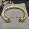 DY 7MM Gold Hook Twisted Wire Buckle Bracelet in Sterling Sier with 14K Yellow Plated 240313