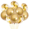 Décoration de fête 10pcs 12 pouces ballons de confettis en latex métallique pour enfants adultes anniversaire hommes femmes anniversaire bébé douche fournitures de mariage