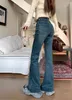 Damesjeans Dames Flare Stretch Snor Mode Skinny Bell Bottom Hoge taille denim broek Dame Klassieke Y2K Punk lange broek