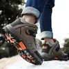 Zapatos deportivos de marca para hombre, botas de nieve de invierno, zapatillas de deporte de cuero impermeables, zapatillas cálidas de felpa para hombre, para exteriores, senderismo, trabajo, talla 39-47