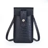 Axelväskor universal läder mobiltelefon väska handväska hållare cell fodral plånbok krokodil korn crossbody för kvinnor