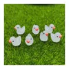 Dekoratif Çiçekler 20/50/100 PCS Mini Işık Reçine Ördekleri Karanlık Minyatür Hayvanlarda Parlıyor DIY Bahçe Bebek Evi için Tiny Duck