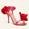 Kleid Schuhe Rose High Heels Offene spitze Sandalen Knöchelriemen Outdoor Stiletto Sommer Mode Frauen Slingback Zapatos Mujer