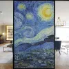 Filmer Privacy Windows Film Decorative Van Gogh Stained Glass Window Stickers Inget lim Static Cling Frosted Windows Film Home Home