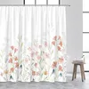 Rideaux de douche Rideau floral Ferme Aquarelle Fleurs de printemps Feuilles et papillons Rustique en bois Polyester Tissu Salle de bain Décor Ensemble