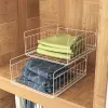 Baskets Iron Storage Basket Wardrobe Organizer Closet Drawer Cabinet Stackable Clothing Organizer Storage Box Bin for Socks Underwear