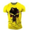 2024 New Mens T-Shirt 3D Skull Print Street مستقيم مستقيم رقبة