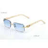 Carrti pulseiras óculos de sol masculino designerrimless quadrado azul lente pêssego coração ouro hardware polimento artesanato moda decorar braço buff óculos de madeira 890