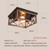 Ceiling Lights American Retro Light Living Room Kitchen Bedroom Square Lamp Entrance Hall Balcony Stairs Corridor