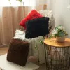Oreiller doux en peluche taie d'oreiller 43x43 cm couleur unie fourrure couvertures carrées pour bureau canapé chaise de voiture salon décoration de la maison
