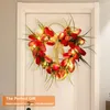 Flores decorativas Forma de corazón Corona de puerta 40 cm Garland en forma de corazón Simulación creativa Tulip Flower Día de San Valentín Decoración de bodas