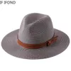 Wide Brim Hats Bucket Hats 56-58-59-60CM New Natural Panama Soft Straw Hat Summer Womens/Mens Wide Brown Beach Sun Hat UV Protection Fedora Hat J240325