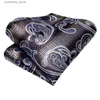 Gravatas Gravatas Gravatas Hi-Tie Paisley Gravata Marrom Para Homens Elegantes Mens Gravata Bolso Quadrado Cufflink Noivo Acessório De Casamento Atacado Novo Designer Y240325