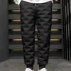 Elastiska midjemän förtjockade Cott Pants Men's Winter White Duck ner vadderade termiska svettbyxor med elastisk för streetwear x9ut#