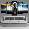 Calligraphy Canvas Painting HD Printed Wall Art Modern Anime Pictures 5 Pieces Home Decor Angel With Wings Devil Girl Posters Frame