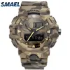 새로운 위장 군사 시계 Smael 브랜드 스포츠 시계 Led Quartz Clock Men Sport Wristwatch 8001 Mens Army Watch 방수 x052320Z