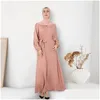 Etnische kleding bescheiden Abaya Casual Plain Women Muslim Long Maxi Dress Turkije Arabisch Kaftan Dubai Islamitische Eid Ramadan Gebed Robe Otf8q