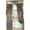 Cortinas estilo europeias cinza ouro bordado espessado cortinas chenille para a sala de estar quarto personalizado villa valance janela triagem