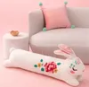 Cartoon Kaninchen Blume bestickt lange weiche Plüsch Kissen Kissen Fall Home Sofa Schlafzimmer Anime Geschenk 240306