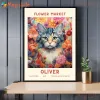 Kalligraphie benutzerdefinierte Hund Poster Blume Haustiere Foto Name Tiere Poster Wand Kunst Leinwand Malerei Wandbilder für Wohnzimmer Dekor ungerahmt