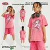 Ropa para niños Primavera/Verano lavado con agua estilo divertido chica estampado cuello redondo puro algodón manga corta suelta marca de moda camiseta