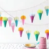 Décoration de fête 4pcs / ensemble Crème de glace colorée Baule en nid d'abeille pour l'été pour deux ans de baby shower de baby shower