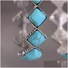 Dangle Chandelier Earrings 1 Pair Women Exaggerated Natural Stone Ethnic Style Bohemian Rhombus Faux Turquoise Statement Fashion Drop Otzqt