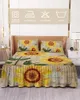 Copriletto elasticizzato con gonna da letto retrò shabby girasole con federe, set di biancheria da letto, coprimaterasso