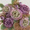 Fleurs décoratives 1pc vase de pivoine de soie artificielle pour la fête de Noël décor accessoire maison mariage arrangement floral bricolage artisanat fournitures