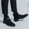 Bottes mode marque italienne hommes daim cuir cheville hiver coton rembourré mocassins décontractés à lacets chaud haut de gamme chaussures pointues