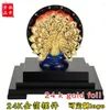 装飾的な置物Asklove Gold Phoenix Ornament 3D Peacock Statue 24K Foil Decorationミニチュアデスクトップクラフトホーム装飾ギフト