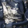 サロンズ秋のネイビーブルー抽象花接着ショール高品質のプリントパッケージパシュミナスノーブファンダスイスラム教徒ヘッドバンド180 * 90cm 240325