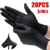 Gants 20pcs gants de nitrile jetable en poudre sans étanche gants de nettoyage de cuisine noire