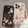 Étuis de téléphone portable Étui pour iPhone 15 Peinture Papillon Rose Étui de téléphone en silicone pour iPhone 15 14 13 12 11 Pro Max X XR XS 7 8 Plus SE2 Couverture soupleY240325