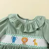 Girlymax Winter Christmas Baby Girl Boy Butique Smocked Troven Tree Snowman Ubrania ubrania Romper Zestaw 240104