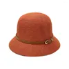 Шляпы с широкими полями, женская шляпа от солнца, складная дышащая искусственная кожа с пряжкой, летняя уличная солнцезащитная соломенная шляпа ручной работы, аксессуары для девочек