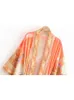 Femmes Robe Robe Couverture Vneck Robe Paon Imprimer Kimono Mince Veste Mode Tops Été Plage Bohême Vacances Porter 2023 240320